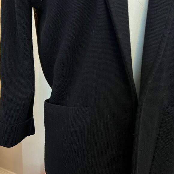 J Crew Black Ponte Pique Wool Cotton Knit Relaxed Open Front Blazer Jacket Small - Picture 4 of 7